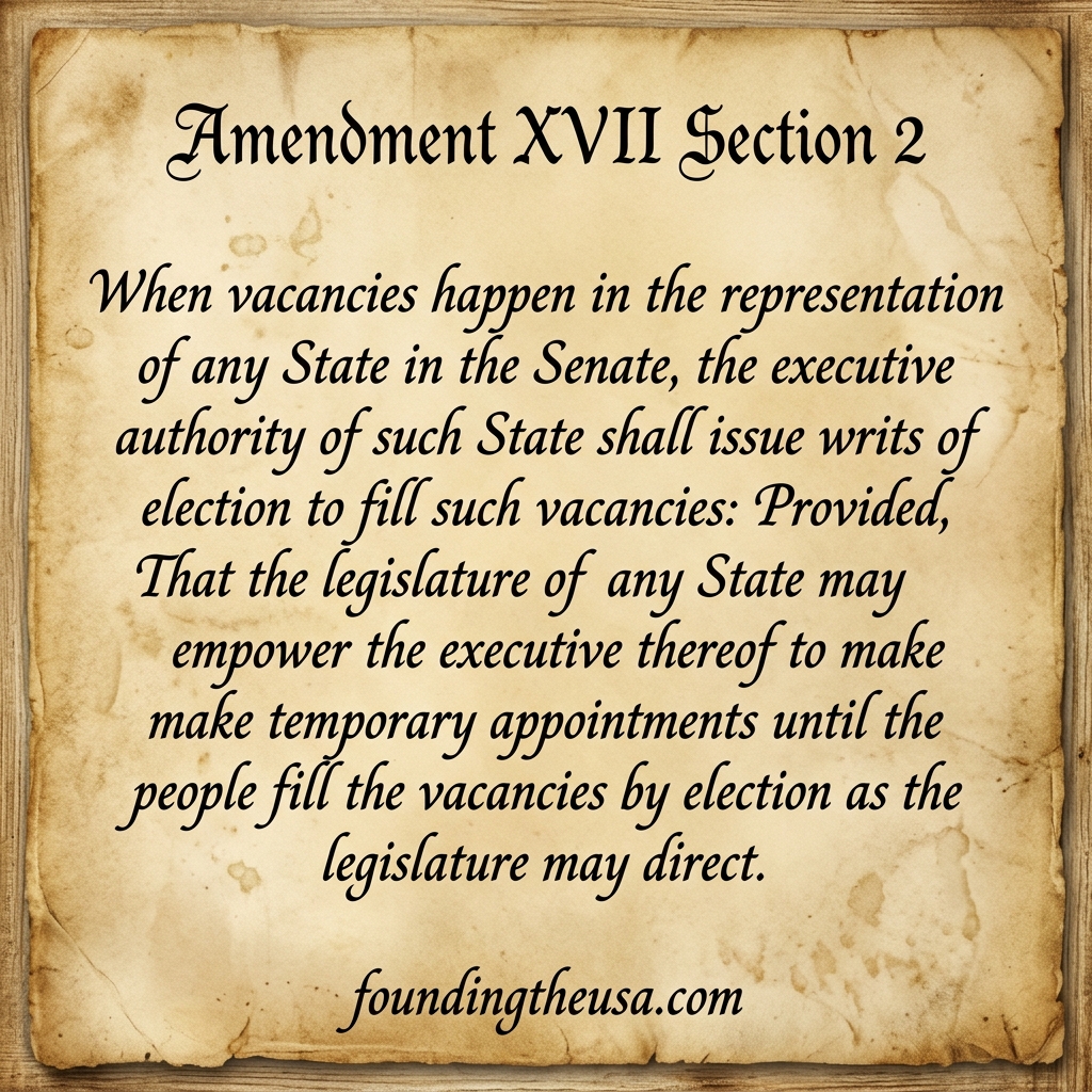 When vacancies happen in the representation of any State in the Senate, the executive authority of such State shall issue writs of election to fill such vacancies: Provided, That the legislature of any State may empower the executive thereof to make temporary appointments until the people fill the vacancies by election as the legislature may direct.