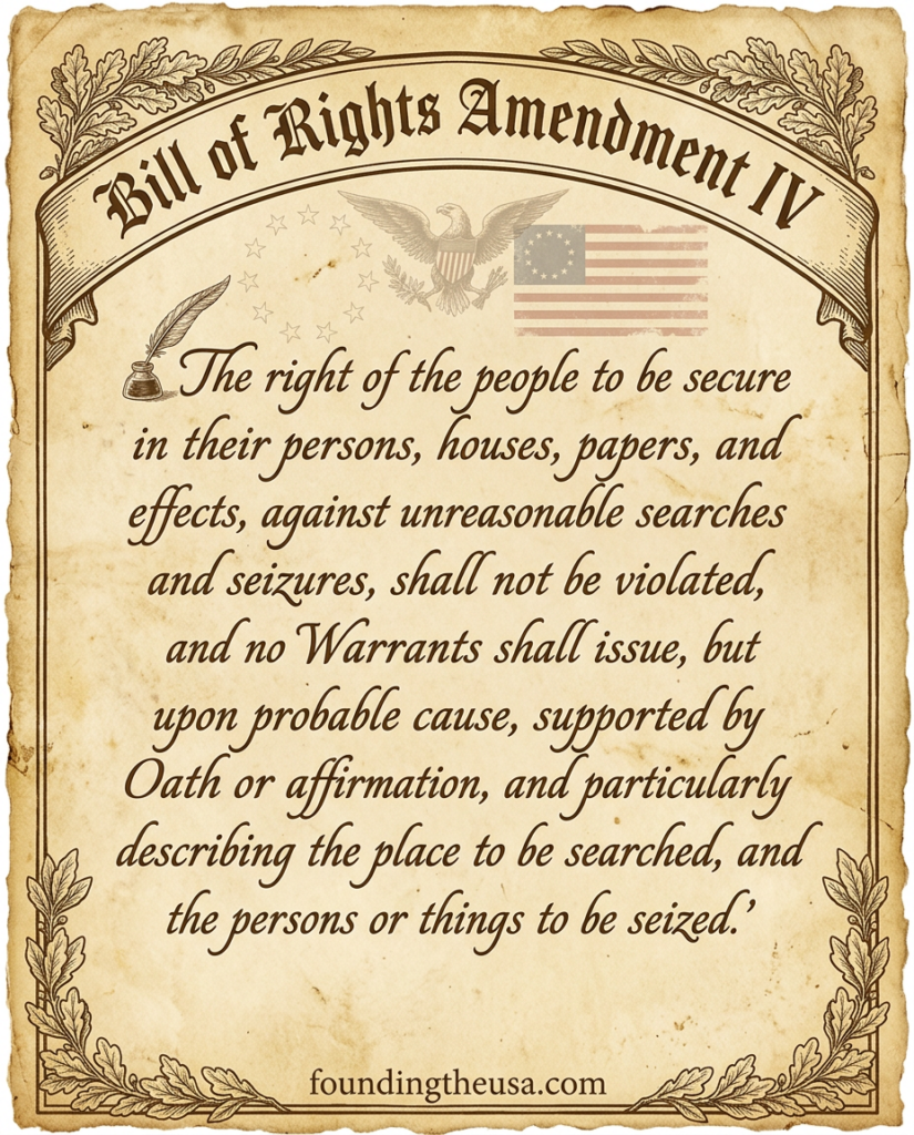 The right of the people to be secure in their persons, houses, papers, and effects, against unreasonable searches and seizures, shall not be violated, and no Warrants shall issue, but upon probable cause, supported by Oath or affirmation, and particularly describing the place to be searched, and the persons or things to be seized.