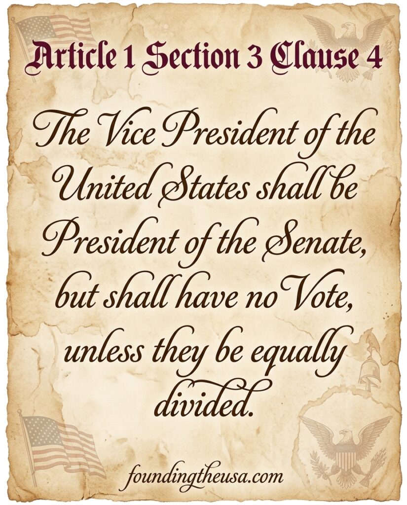 The Vice President of the United States shall be President of the Senate, but shall have no Vote, unless they be equally divided.