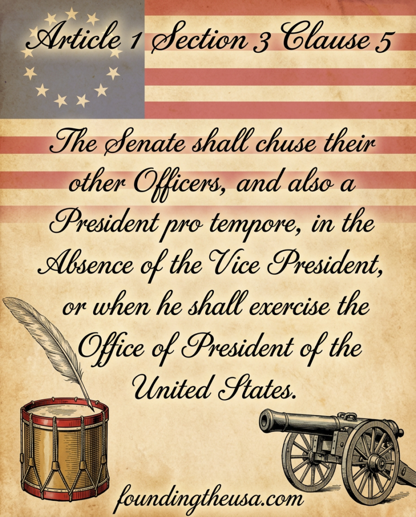 The Senate shall chuse their other Officers, and also a President pro tempore, in the Absence of the Vice President, or when he shall exercise the Office of President of the United States.