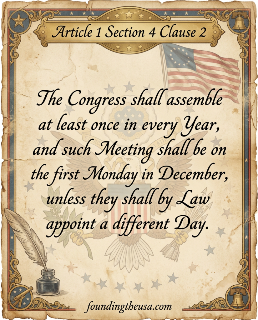The Congress shall assemble at least once in every Year, and such Meeting shall be on the first Monday in December, unless they shall by Law appoint a different Day.