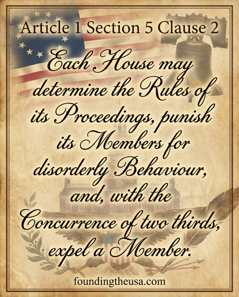 Each House may determine the Rules of its Proceedings, punish its Members for disorderly Behaviour, and, with the Concurrence of two thirds, expel a Member.