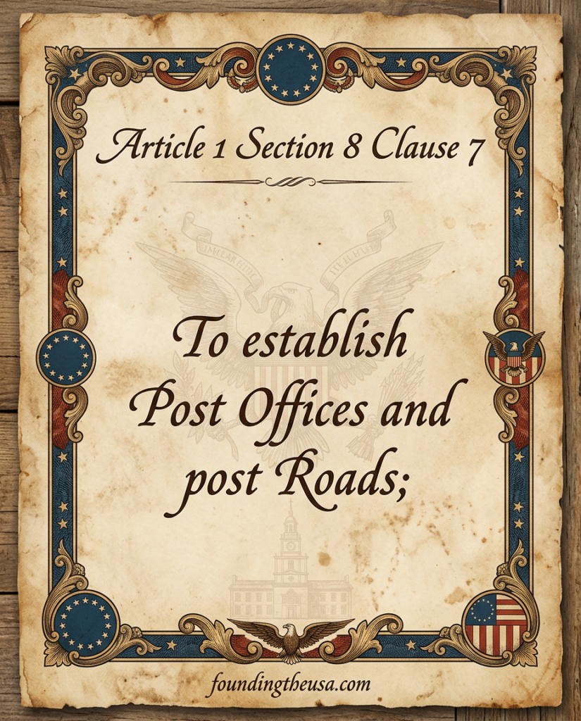 To establish Post Offices and post Roads;