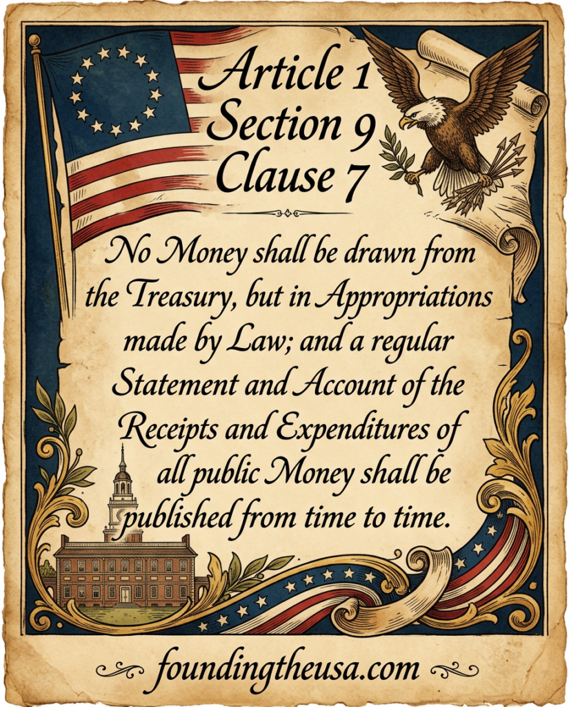 No Money shall be drawn from the Treasury, but in Consequence of Appropriations made by Law; and a regular Statement and Account of the Receipts and Expenditures of all public Money shall be published from time to time.