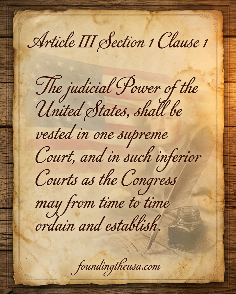 The judicial Power of the United States, shall be vested in one supreme Court, and in such inferior Courts as the Congress may from time to time ordain and establish.