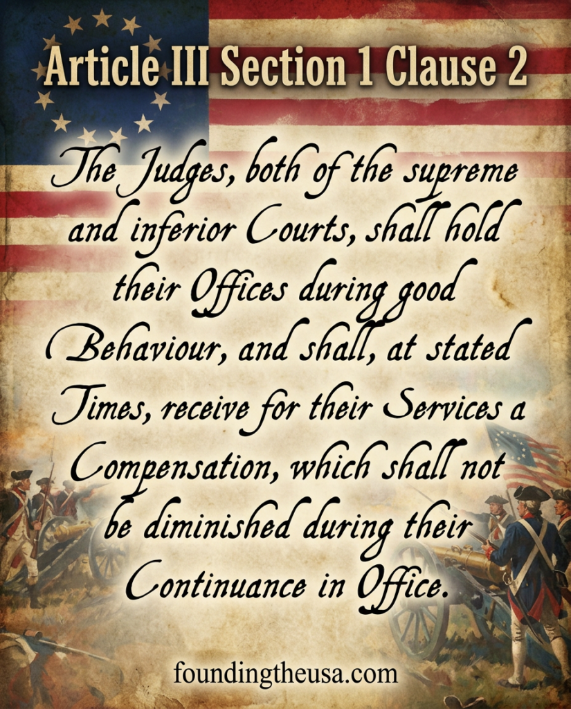 The Judges, both of the supreme and inferior Courts, shall hold their Offices during good Behaviour, and shall, at stated Times, receive for their Services a Compensation, which shall not be diminished during their Continuance in Office.