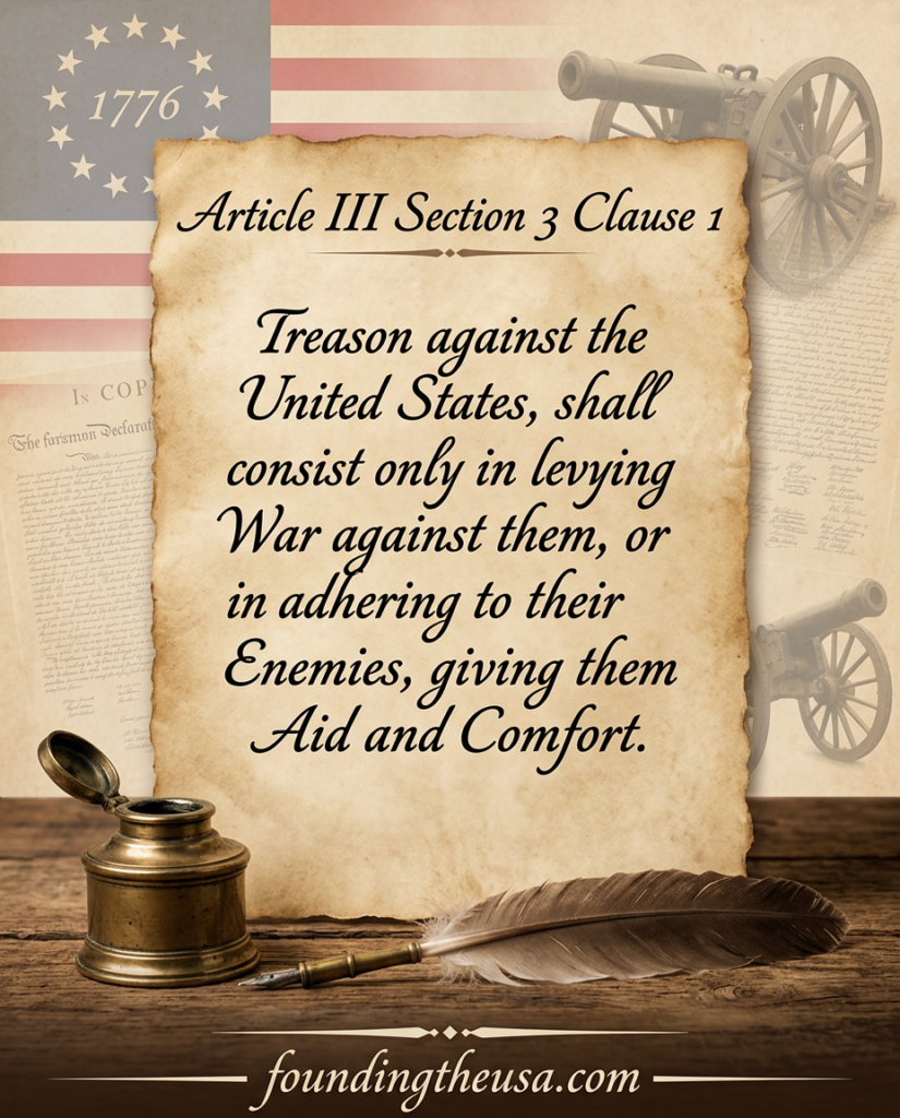 Treason against the United States, shall consist only in levying War against them, or in adhering to their Enemies, giving them Aid and Comfort.