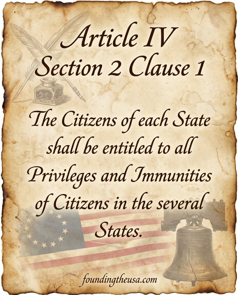 The Citizens of each State shall be entitled to all Privileges and Immunities of Citizens in the several States.
