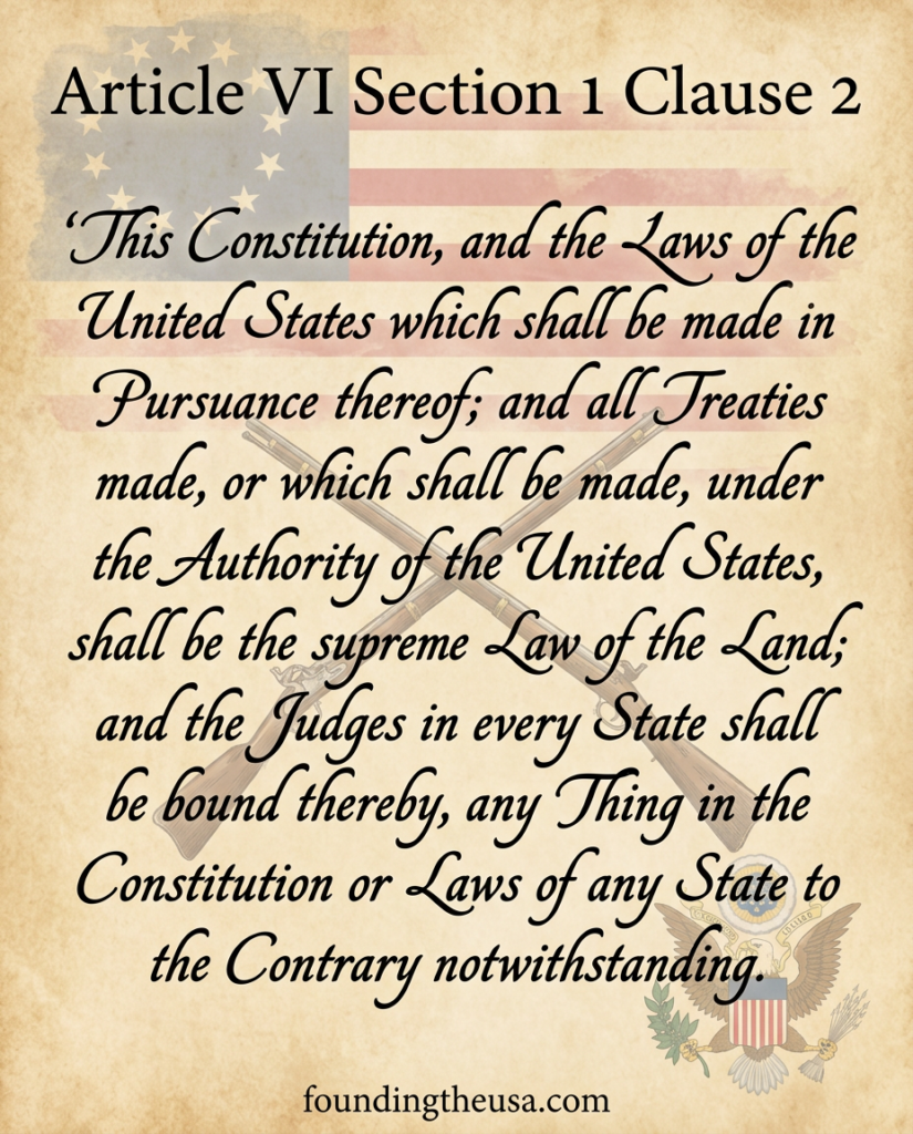 This Constitution, and the Laws of the United States which shall be made in Pursuance thereof; and all Treaties made, or which shall be made, under the Authority of the United States, shall be the supreme Law of the Land; and the Judges in every State shall be bound thereby, any Thing in the Constitution or Laws of any State to the Contrary notwithstanding.