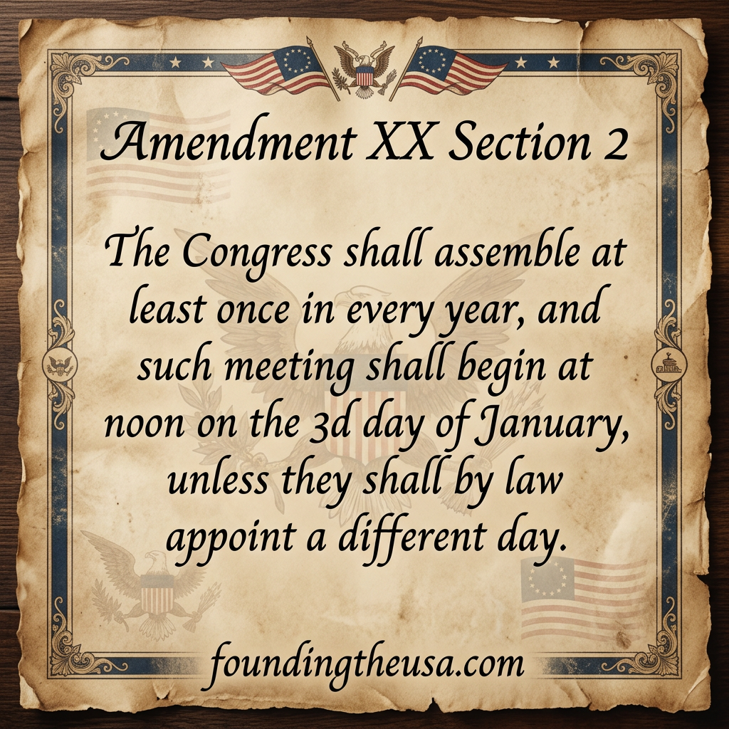 The Congress shall assemble at least once in every year, and such meeting shall begin at noon on the 3d day of January, unless they shall by law appoint a different day.