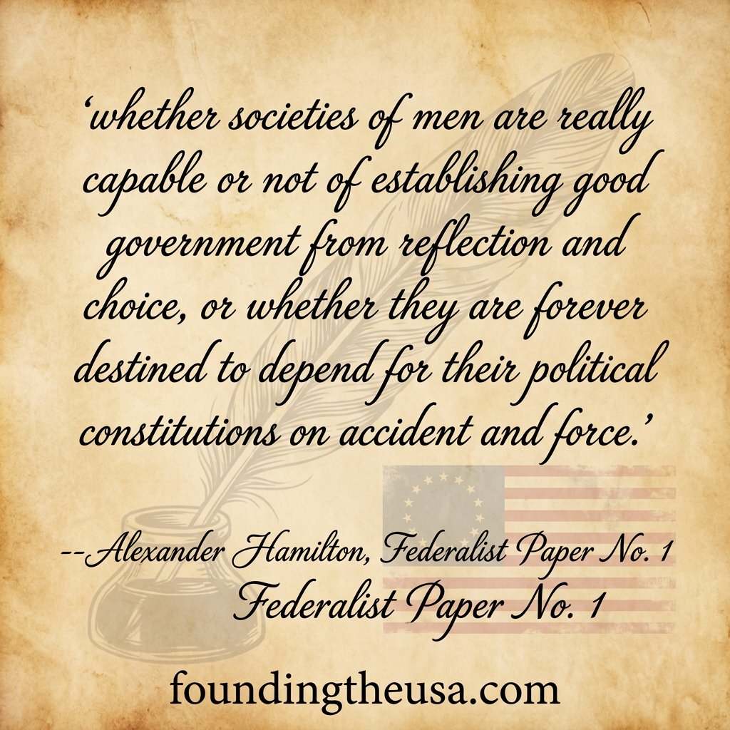 “whether societies of men are really capable or not of establishing good government from reflection and choice, or whether they are forever destined to depend for their political constitutions on accident and force.”